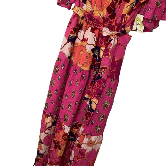 Anthropologie Fig And Flower Estilo Dress Sz L Pink Maxi Prairie Easter NWT - Picture 5 of 12